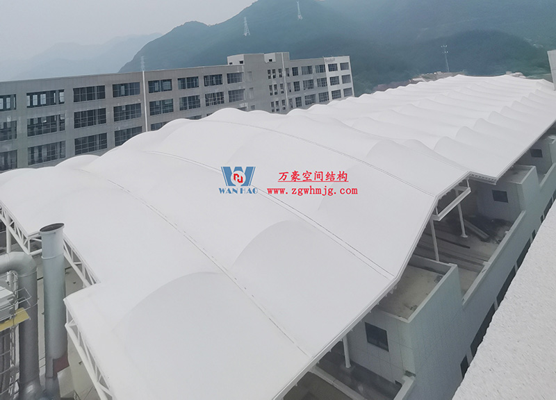 浙江真愛(ài)毯業(yè)科技有限公司廠房三屋面膜結(jié)構(gòu)工程完工大吉！